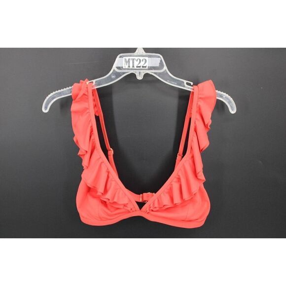 Michael Kors Ruffled Bikini Top Sangria Orange SIZE M - Picture 8 of 10